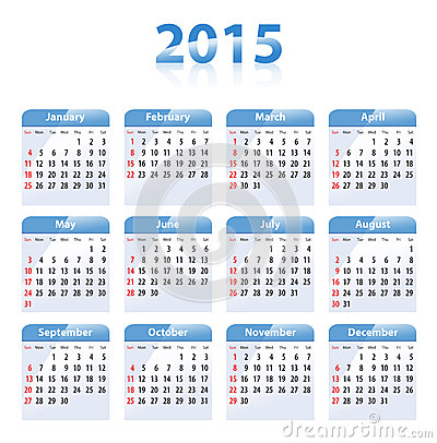 Calendário 2015 para imprimir detalhes azuis
