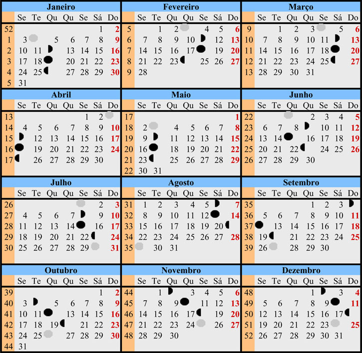 Calendário Lunar 2015 com desenho