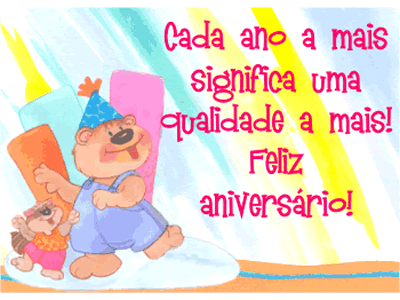Cartão de Feliz Aniversário urso colorido