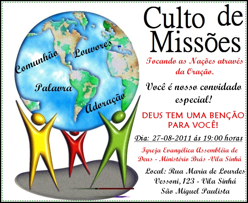 Convite evangélico culto de missões 