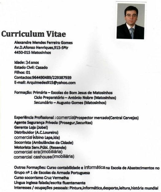 Curriculum Vitae simples Em português Com foto