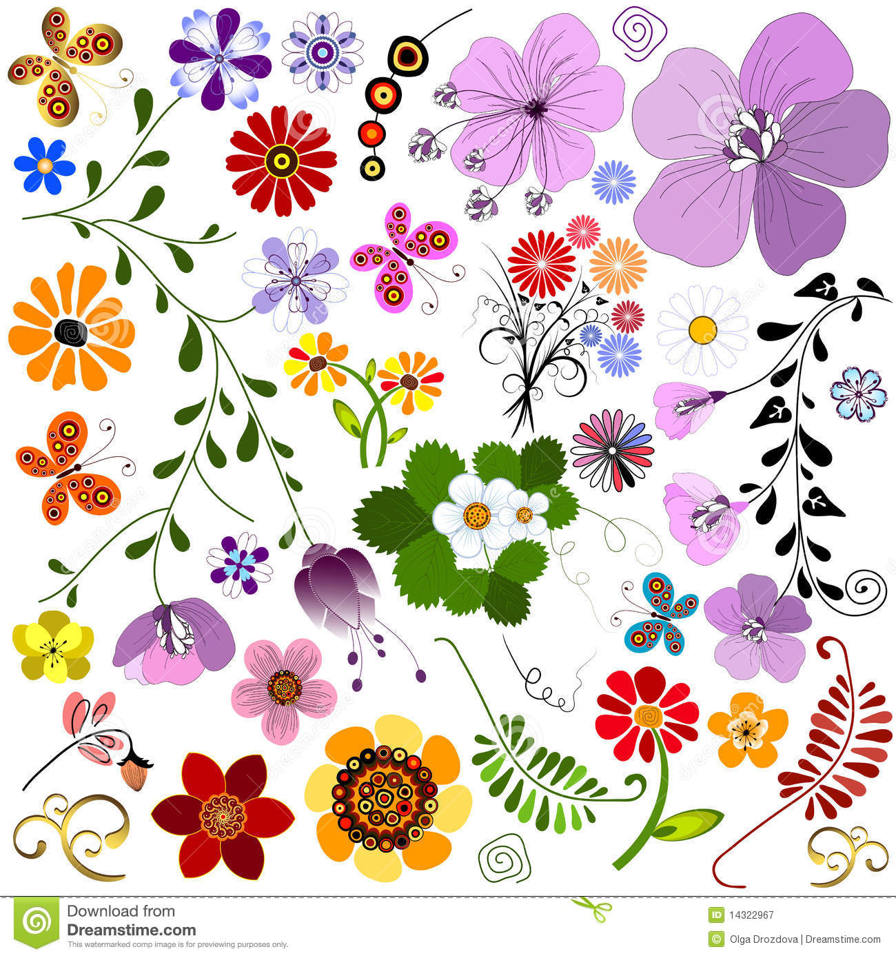 Flores e borboletas Vários