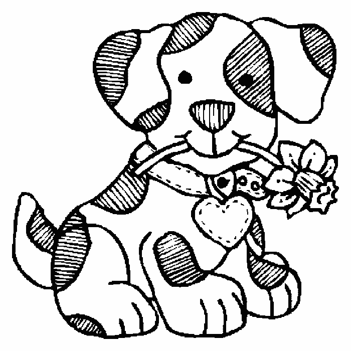 Imagens de desenhos para pintar cachorrinho com rosa na boca 