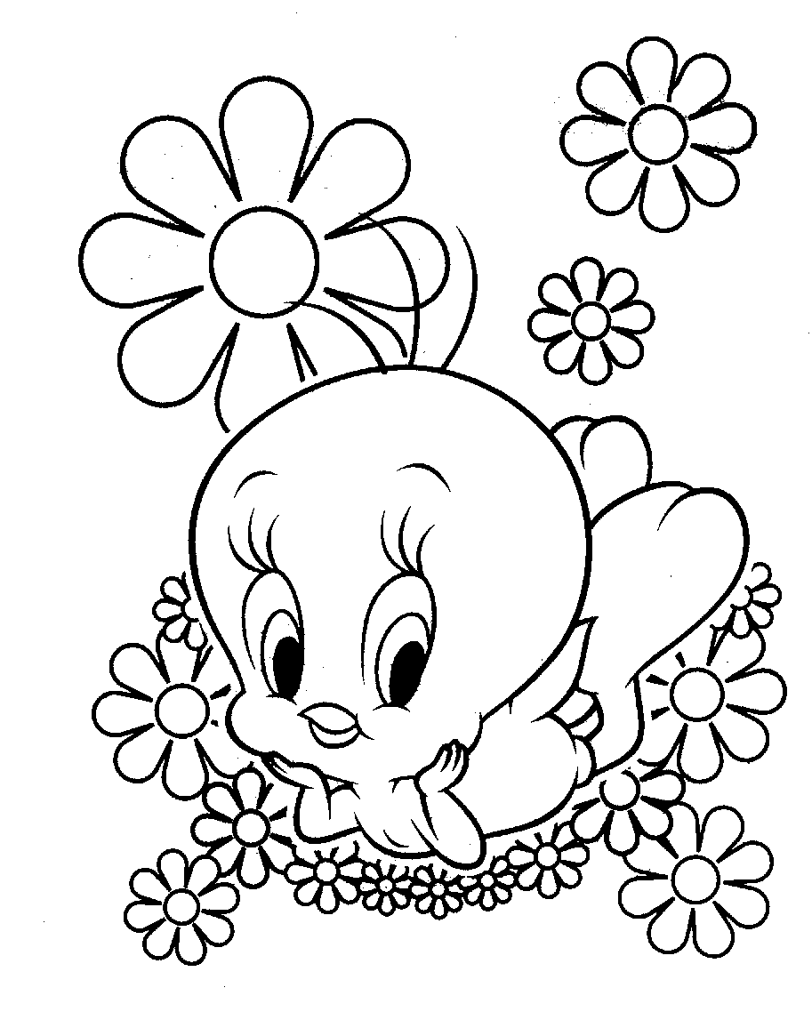 Imagens de desenhos para pintar piupiu com flores 