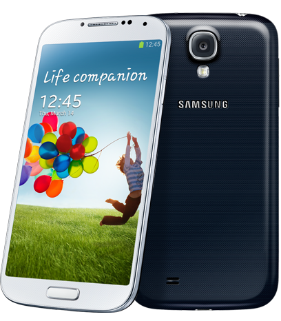 Samsung Galaxy S4 branco frente e atrás